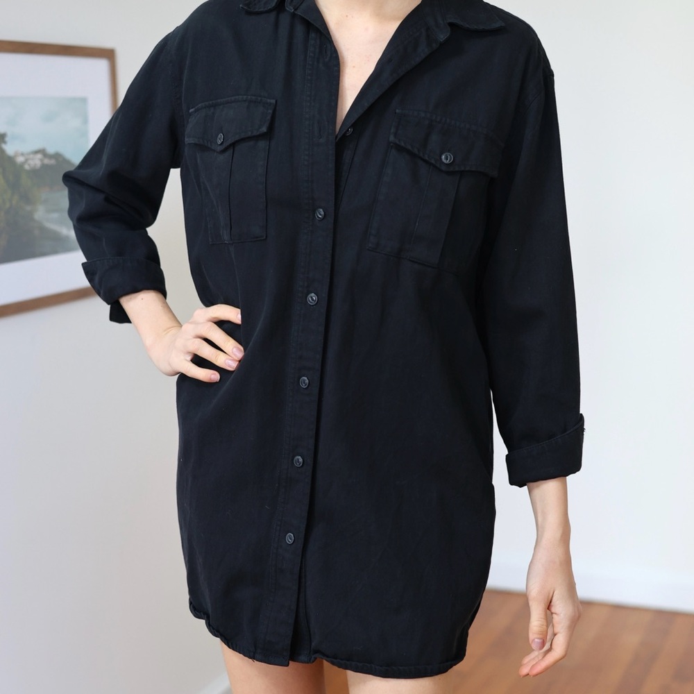 Rag & Bone Charcoal Denim Shirt Dress